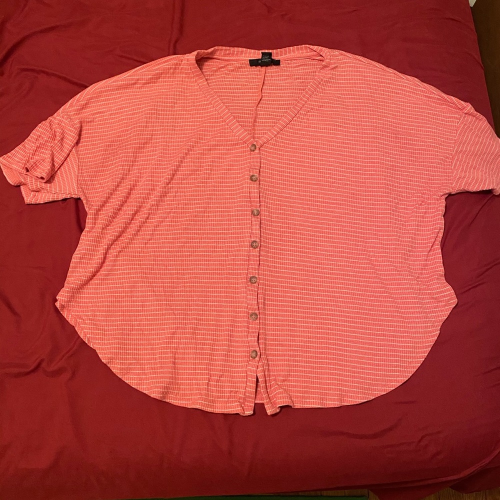 Striped button up top
